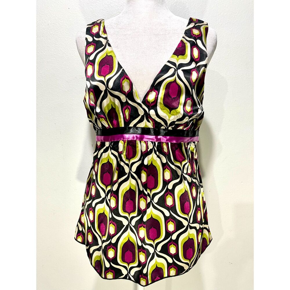 Charlotte Russe blouse Y2K baby doll USA made colorful dark romance bow women L